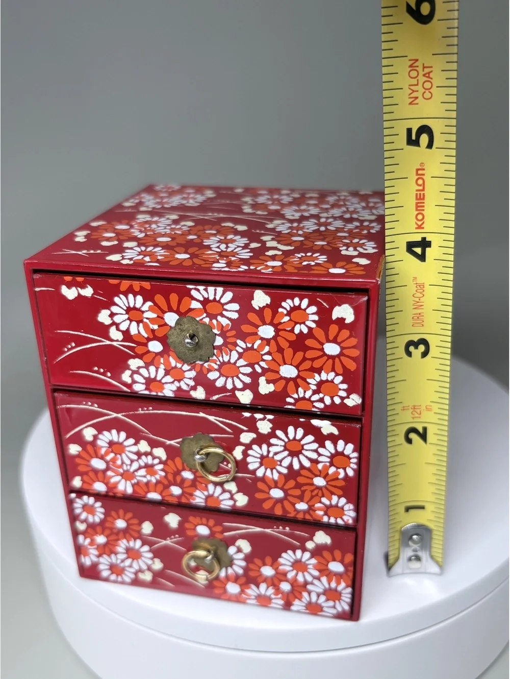 Vintage Japanese 3-Tier Lacquerware Jubako Box - Red Cherry Blossom Pattern